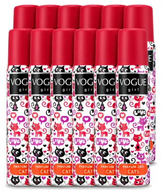 Productafbeelding van 12 x Vogue Girl Cats Deodorant - Witte chocolade en jasmijn - 100 ml - Voordeelverpakking - 12 stuks