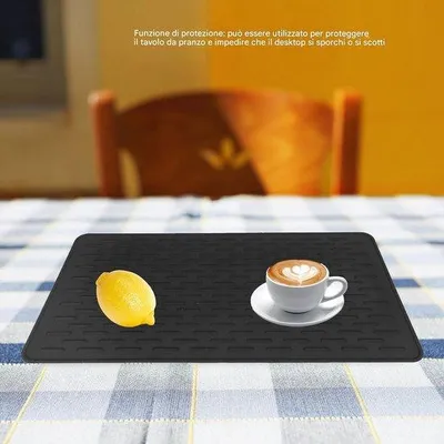 Image de Sous-verres en silicone antidérapants, résistants à la chaleur, avec support, pour tasses et verres, tapis de protection pour table
