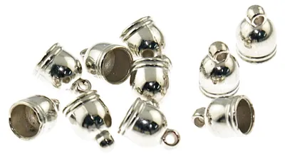 Produktbild von Vintageparts 10 Endkappen Glocke für 6 mm Bänder silberfarben platiniert