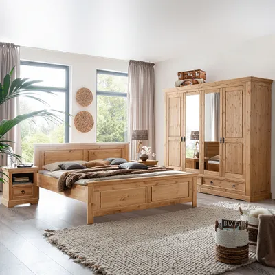 Produktbild von Schlafzimmer Set 4-teilig, Kiefer massiv eichefarben geölt, STEINKJER-69