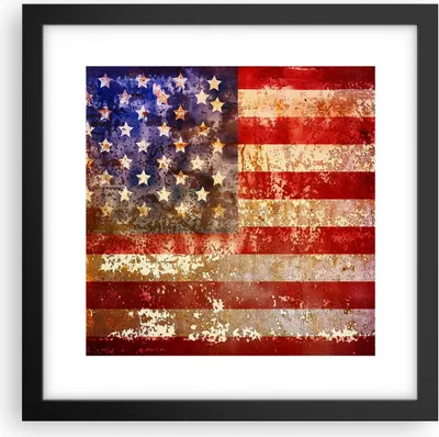Produktbild von Gerahmtes Poster - Schwarzer Rahmen - Amerika Flagge national patriotisch - 30x30 cm - Wand Bild - Wanddeko - Wandbilder - Wandposter - Bilderrahmen - Bilder - Kunstdruck - Wandbild - P2BAC30x30-3084