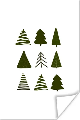 Produktbild von MuchoWow® Poster Weihnachtsbäume - Schablonen - weiß 20x30 cm - Papierdruck