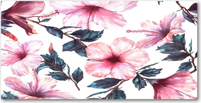 Produktbild von Tulup® Glas-Bild - 100x50 -Wandkunst - Wandbild hinter gehärtetem Sicherheitsglas  - Blumen & Pflanzen - Hibiskusblüten - Rosa