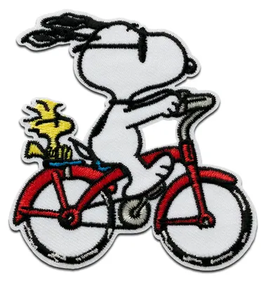 Obrázok produktu pre Mono Quick Peanuts © Snoopy bicycle - záplata, nažehľovacia, nažehľovacia aplikácia, nášivky, záplaty, na nažehlenie, veľkosť: 7,8 x 7,4 cm