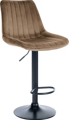 Produktbild von CLP Barhocker Toni Samt höhenverstellbar und drehbar | Farbe braun Gestell Farbe schwarz