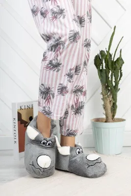 Produktbild von Uni Hüttenschuhe aus Plüsch Grau Größe 40/41