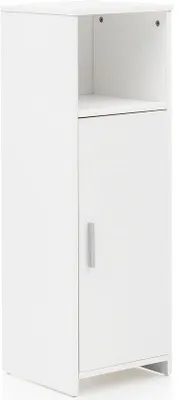 Image de Meuble en bois Rootz – Petite armoire de salle de bains – Porte et compartiment de rangement – Blanc – 30 x 95,5 x 30 cm
