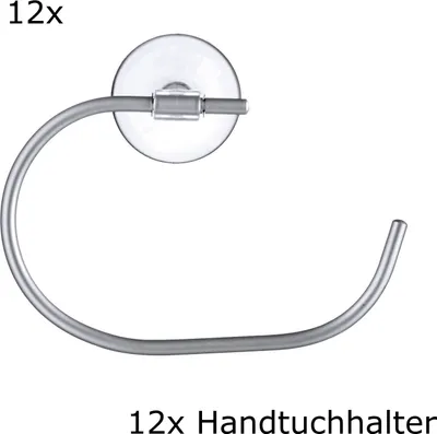 Produktbild von 12 St. Alu Handtuchhalter Trondheim Saugnapf Handtuchstange Handtuch Wandhalter, Herstellernummer:TES282464, Stückzahl:1x Handtuchhalter