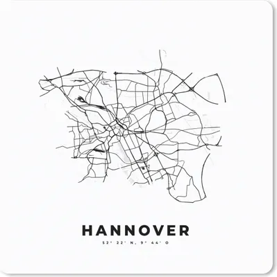 Produktbild von MuchoWow® Mauspad Mousepad Karte - Hannover - Schwarz-Weiß - Stadtplan 30x30 cm - Mousepads - Maus Mat - Pad - Mausunterlage - Gaming