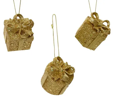 Produktbild von Decoris Weihnachtsornament glitzernd gold, festlich, Überraschungsversion, für den Weihnachtsbaum, L 4 cm B 4 cm H 5 cm