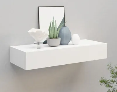 Produktbild von Wandregal mit Schublade Weiß 60x23,5x10 cm MDF