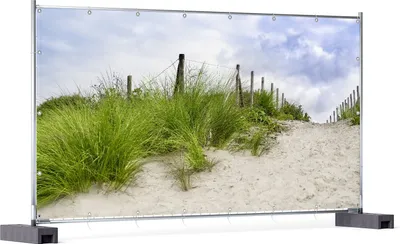 Produktbild von Wallario XXL Outdoor-Poster für Garten oder Balkon, Motiv Auf dem Weg zum Strand durch Dünen, in ca. 340 x 173 cm