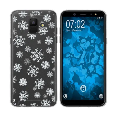 Produktbild von PhoneNatic Case kompatibel mit Samsung Galaxy A6 Plus (2018) Silikon-Hülle X Mas Weihnachten Schneeflocken M2