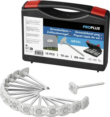 Image de 15 sardines pour tapis de sol avec coffret Tapis de tente Camping Sardine de tente 10 cm