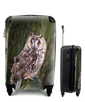 Produktbild von MuchoWow® Koffer Handgepäck Trolley Rollkoffer Kleine Reisekoffer mit 4 Rollen - Eule - Nahaufnahme - Baum - Cabin Size < 55x40x23 cm & 55x40x20 cm - Fotokoffer - Kabinenkoffer - Boardgepäck - Reise-Box - Reisekoffer - Reisegepäck - Koffer mit Bild - Trolley für Kinder