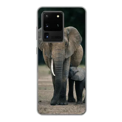 Produktbild von MuchoWow® Handyhülle Schutzhülle Hülle für Samsung Galaxy S20 Ultra Elefant - Tiere - Flachland - Natur Silikon Softcase Handy Hülle - Karteninhaber