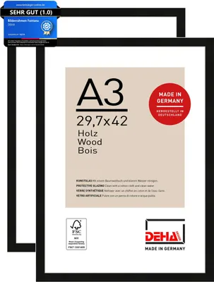 Obrázek produktu pro DEHA Designový rámeček Fontana (sada 2 ks), A3 29,7x42 cm, černé dřevo