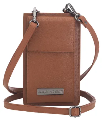 Produktbild von Josephine Osthoff Handy Umhängetasche mit Geldbörse, handgemacht aus 100% Echtleder, Clutch für Damen, RFID Schutz, Crossbody Schultergurt, 12 Kartenfächer
