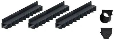 Produktbild von 3x1m ACO Hexaline 2.0 Entwässerungsrinne Schlitzaufsatz Kunststoff Ablauf horizontal Bodenrinne Terrassenrinne