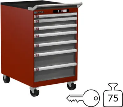 Produktbild von Lista Schubladenschrank - 14.372.522 - 990 x 564 x 725 mm (HxBxT) - 7 Schubladen - 75 kg - Key Lock - RAL 3003/NCS S 6502-B