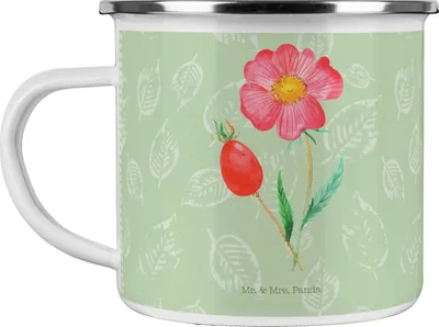 Produktbild von Mr. & Mrs. Panda Teetasse Blume Hagebutte - Blattgrün - Geschenk, Garten, Pott, Emaille Tasse, Lebensfreude, Haferl, Campingbecher, Schlechte Gedanken, Teebecher
