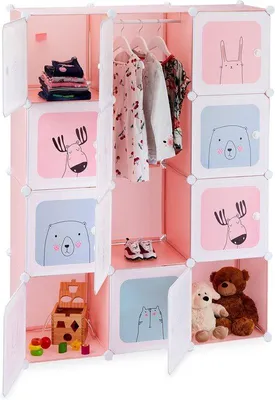 Produktbild von Famanu Kinderkleiderschrank modular rosa 145x110x37 cm