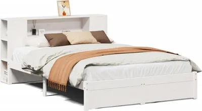 Obrázek produktu pro vidaXL Postel z masivu s policí bez matrace bílá 120x200 cm borovice