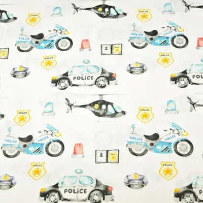 Produktbild von Baumwolle 100% Polizei blau-gelb auf weißem Hintergrund