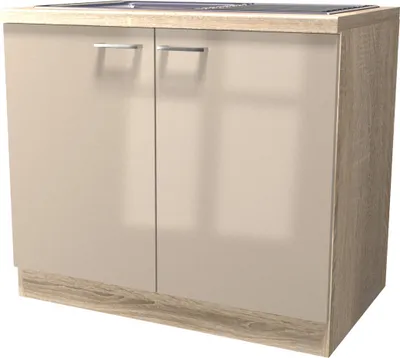 Produktbild von Spülenunterschrank mit Arbeitsplatte & Spüle - 100 cm breit - Kaschmir Glanz Sonoma Eiche – Neapel
