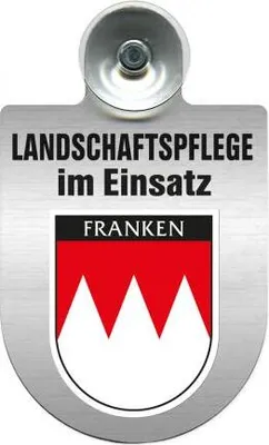 Produktbild von Einsatzschild mit Saugnapf - Landschaftspflege im Einsatz - incl. Regionenwappen 393823 Color - Region Franken