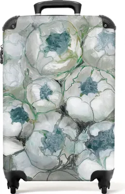 Produktbild von NoBoringSuitcases.com® Koffer Handgepäck Trolley Rollkoffer Kleine Reisekoffer mit 4 Rollen - Grün - Blumen - Natur - Abstrakt - Cabin Size < 55x40x23 cm & 55x40x20 cm - Fotokoffer - Kabinenkoffer - BoardgepäckHandgepäck Koffer 55x35x20 cm, 36L,
