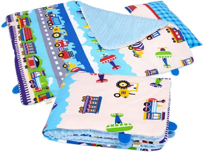 Immagine prodotto di Set di lenzuola per bambini in cotone/minky 135x100 cm, isolato BOBO - veicoli colorati