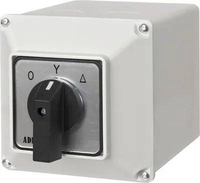 Produktbild von Nockenschalter Drehschalter Wendeschalter Wahlschalter mit Gehäuse IP65 0-Y-∆ Off-Stern-Dreieck 3-polig 3-Phasen 63A