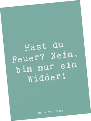 Produktbild von Mr. & Mrs. Panda Ansichtskarte Spruch Widder Feuer - Meeresbrise - Geschenk, Illustrationen, Sternzeichen, Horoskop, Tierkreiszeichen, Grußkarte, Postkarte, Leidenschaft