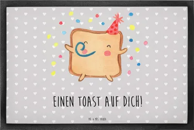 Produktbild von Mr. & Mrs. Panda Schmutzfangmatte Toast Party 40 x 60 cm - Grau Pastell - Geschenk, Freundin, Gummimatte, Schmutzfänger, Hochzeitstag, Schmutzmatte, Fussmatte, Jahrestag