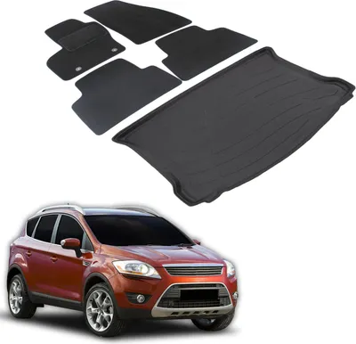Produktbild von Kofferraumwanne Fußmatten Set Für Ford Kuga 2008-2012, Genaue Passform, mit Hoher Rand