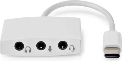 Immagine prodotto di Adattatore Nedis USB-C - USB 2.0 - USB-C maschio - 3,5 mm femmina - 0,10 m - Rotondo - Nichelato - ABS/PVC - Bianco - Scatola