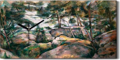 Produktbild von Küchenuhr Bürouhr Leinwand Uhr Geräuschlos Kunstdruck 60x30 Felsen im Wald - schwarze Hände