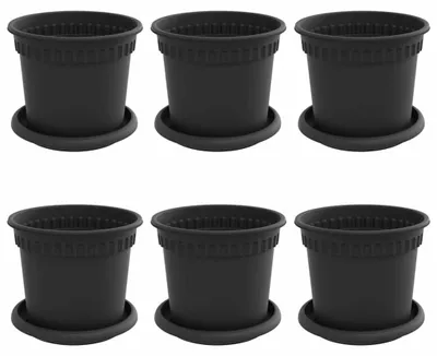 Produktbild von vidaXL Blumentöpfe 6 pcs Schwarz Ø 15 x 12 cm Kunststoff