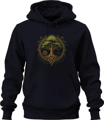 Obrázek produktu pro keltský strom života yggdrasil viking valhalla nordic uni mikina s kapucí mikina, navy, S