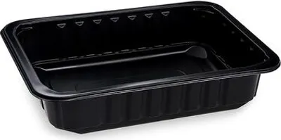 Produktbild von 320x Siegelschalen Menüschalen ungeteilt 22,7 x 17,8 x 5 cm schwarz 1400ml