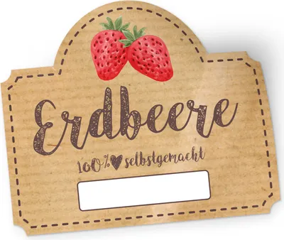 Produktbild von itenga 50 x Marmeladen Etikett Erdbeer 4,5x3,8cm 100% selbstgemacht Sticker