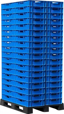 Produktbild von Palette E1 Kisten 60x40x15 cm Fleischkiste Lagerkiste Metzgerkiste - 72 Stück in blau