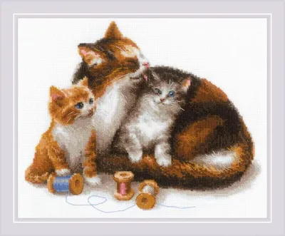 Produktbild von Riolis Kreuzstich-Set "Katze mit Kätzchen", Zählmuster