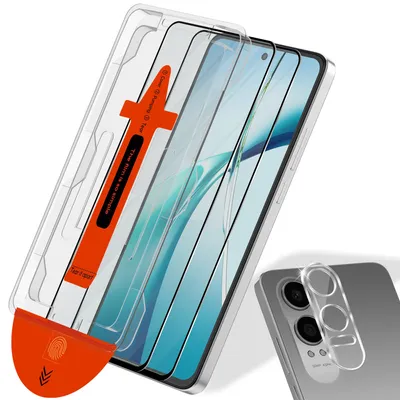 Zdjęcie produktu dla 2-pak OnePlus Ce4 Lite 5G Szkło ochronne na ekran & 1-pak ochrona obiektywu - Szkło hartowane | [Automatyczna instalacja] - Bez bąbelków