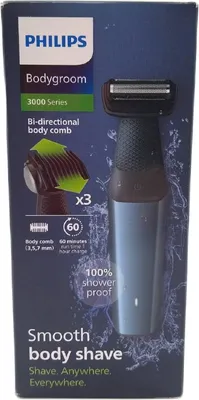 Produktbild von Philips BODYGROOM Series 3000 BG3027/03 Wasserfester Trimmer für Körper und Intimbereich, Nass & Trocken, Keine Wartung - ölungsfrei, Keine Wartung – muss nicht geölt werden, Akku, Blau