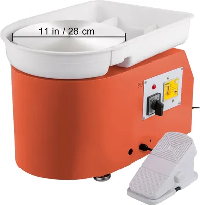 Obrázek produktu pro Elektrický hrnčířský kruh, příkon 350 W, 11palcový otočný stůl, rychlost 0-300 otáček za minutu, oranžový