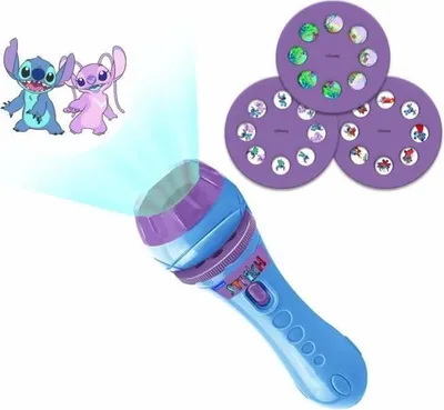 Obrázek produktu pro Stitch obrazový projektor, 24 obrázků, 3 disky, 2 v 1 baterka, měkké světlo, včetně baterií