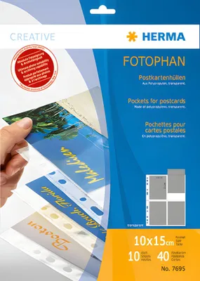 Produktbild von HERMA Postkartenhüllen für 10 x 15 cm Postkarten aus PP transparent 10 Hüllen