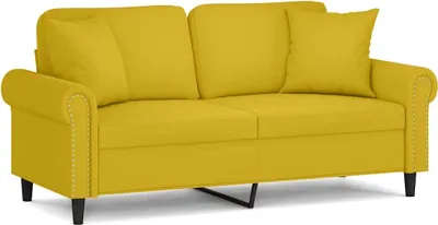 Produktbild von vidaXL 2-Sitzer-Sofa mit Zierkissen Gelb 140 cm Samt